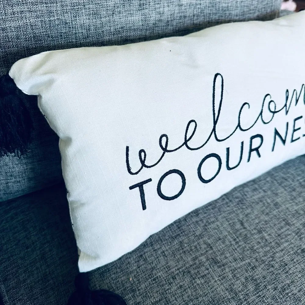 Welcome to Our Nest Farmhouse Tassel Throw Pillow